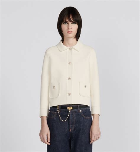 Cropped Jacket White Technical Mesh 